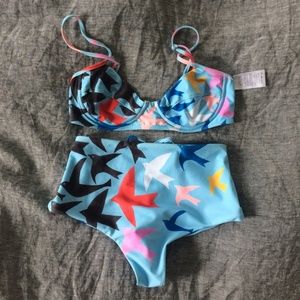Mara Hoffman sky blue birds bikini